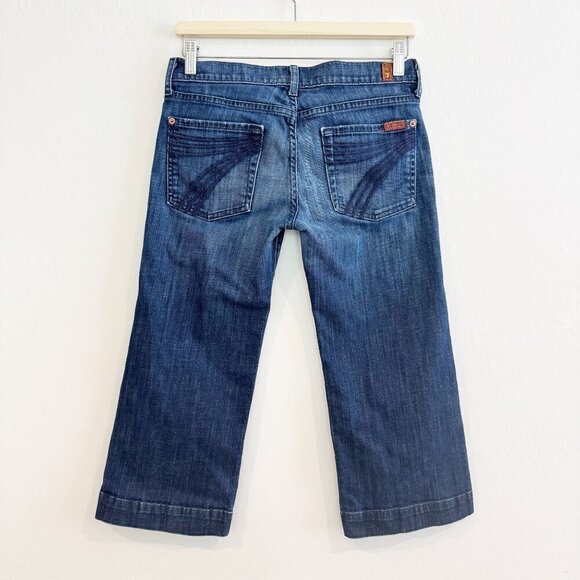 7 For All Mankind Denim Cropped Dojo Jeans Blue 7FAM Dark Wash Casual Capris 27 - Picture 8 of 8